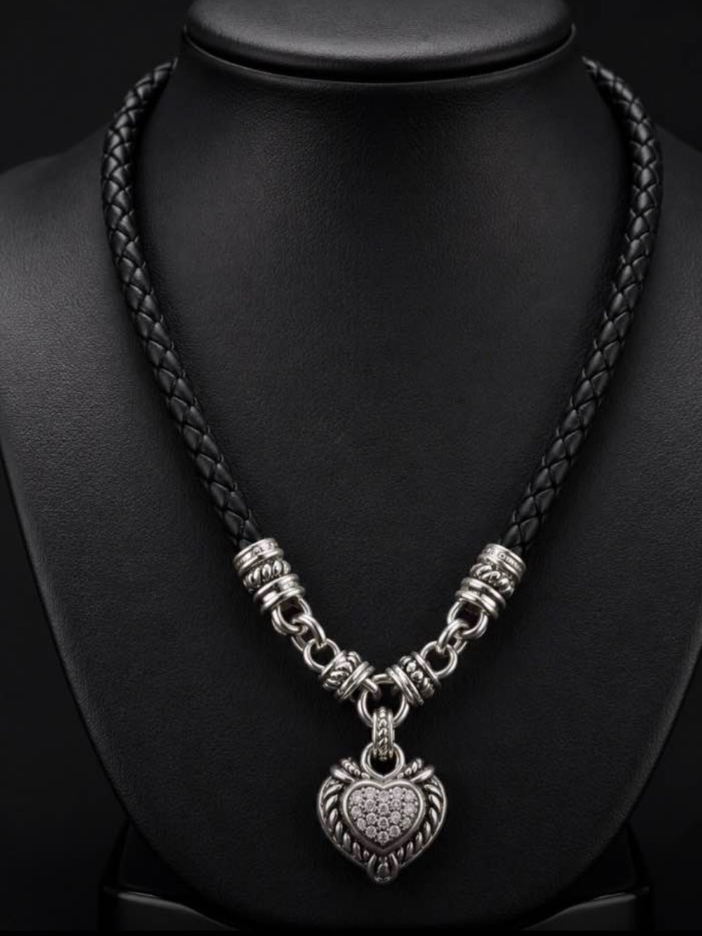 Elegant, luxurious & unique Judith Ripka Sterling Silver heart shaped Necklace.